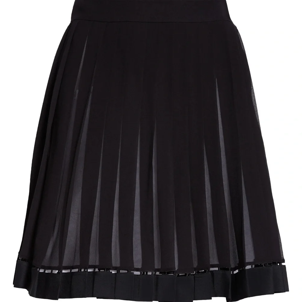 New Authentic Versace Pleated Silk Georgette Skirt in Black
